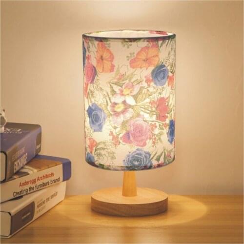 Nordic Vintage Fabric WoodenTable Lamp Bedroom Wood Led Desk Lamp Retro Table Light Fixtures Night Light Living Room Home Decor