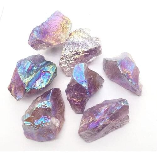 Wholesale natural healing stones raw quartz crystal aura amethyst rough for christmas gift