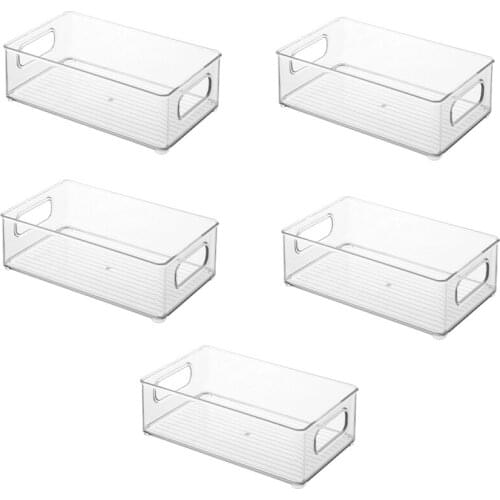 Refrigerator Organizer Bins with Cutout Handles for Freezer, Kitchen, Countertops, Cabinets - Food Storage Rack