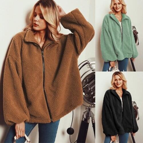 High Quality New Autumn Winter Warm Coat Female Faux Lamb Cashmere Velvet Women Loose Blends Womens Luxury Plush Coats Jackets