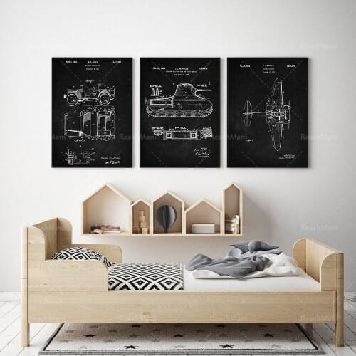 Patent Set, Jeep Patent, Tank Poster, Aircraft Patent Art, Wall Design, Nursery, Room Decor