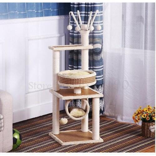 Sisal cat climbing frame solid wood cat nest tree one cat scratch board cat toy cat jumping table scratch post cat shelf