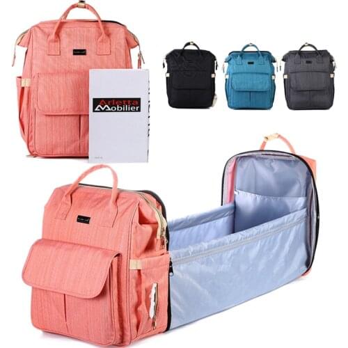 2021 New Portable Folding Crib Diaper Bag Multi-Function Large Capacity USB Baby Backpack Diaper Bag Baby Stroller Organizer Bag