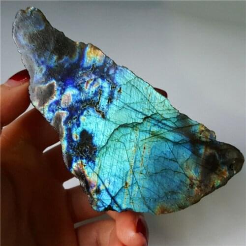 Natural Blue Rainbow Labradorite Crystal Polished Stone Healing