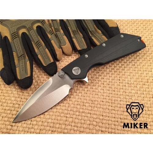 Miker DOC Folding Blade Knife D2 Blade G10 Handle Tactical Flipper Knives Outdoor Survival Tools Camping Hunting knife OEM