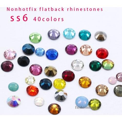 Top 1440p ss6 2mm czech Crystal silver Flatback glass No hot fix Rhinestones Glitter Gems 3D Nail Art Decoration DIY multi-color