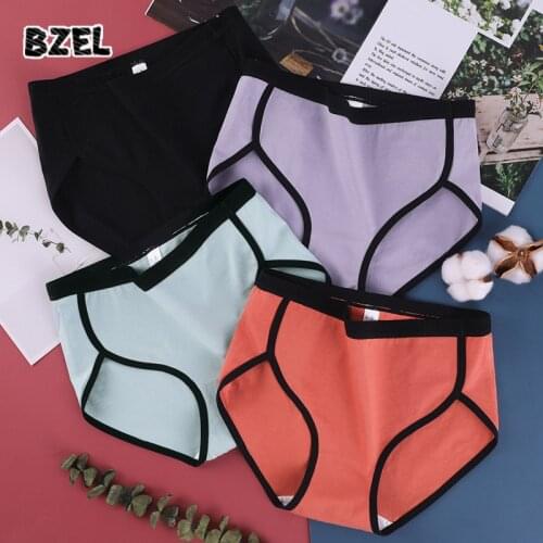 BZEL M~4XL Plus Size Womens Summer Cotton Panties Underwear Breathable Antibacterial Briefs MId Rise Soft Comfort Lady Lingerie