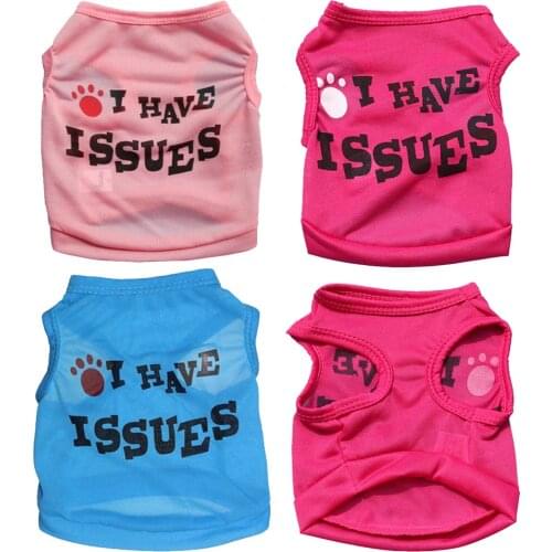 Spring and Summer Comfortable and Breathable Candy Color Vest Printed Footprints T-shirt Shirt Puppy Dog Clothes Pet Supplies