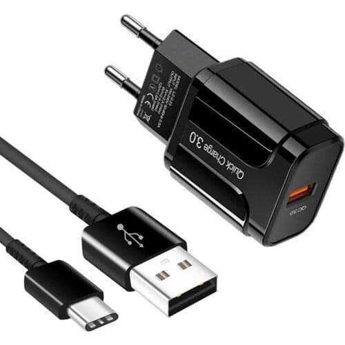 Quick Charge Charger USB Adapter Type C Micro Cable For Samsung Galaxy Z Flip Fold 5G Tab A 8.0 S4 Active S8 S20 FE A51 A42 A10