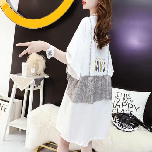 Summer Short Sleeve T-shirt Plus Size White Dress Women Casual 2021 Fake Two Pieces Kawaii Harajuku Korean Fashion Mini Dress
