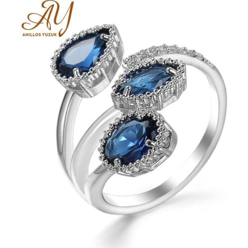 Anillos Yuzuk Unique Design Open Size Rings For Women Fine Jewelry 925 Sterling Silver Multicolor Anillos Femme Party Gifts