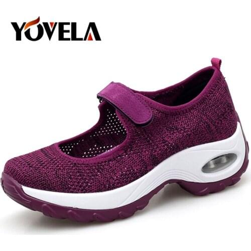 Women Platform Sneakers Shoes Flat Slip on Walking Shoes Breathable Mesh Casual Shoes High Quality Dancing Ladies Shoes Size 42