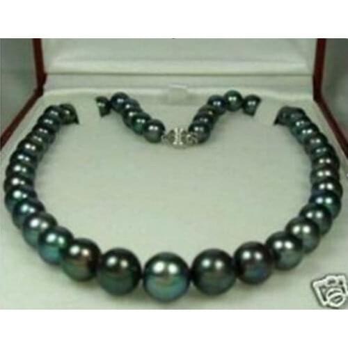 Women Gift word Love Shipping >>>>>Charming!9-10MM Black Natural Pearl Necklace 18" s-jewelryLuxury Ms. girl Wedding