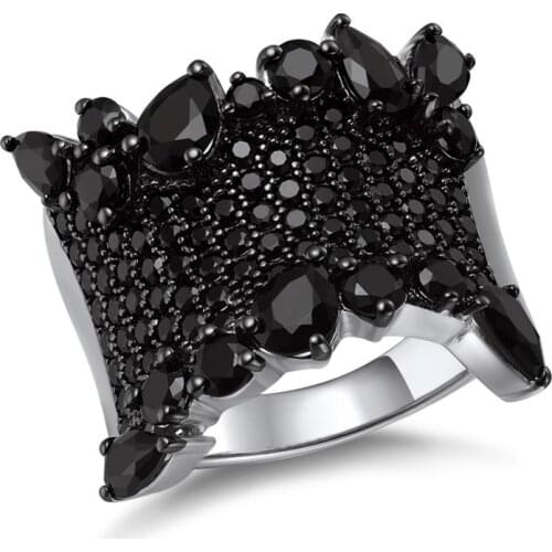GZ ZONGFA New Arrival Party Natural Black Spinel Fashion Jewelry 925 Sterling Silver Ring