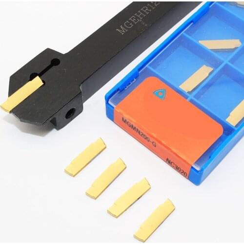1PC MGEHR1212-2 holder MGEHR grooving +10PCS MGMN200 G NC3020 CNC Carbide Inserts Lathe Insert for Turning Tool+1pc Wrench