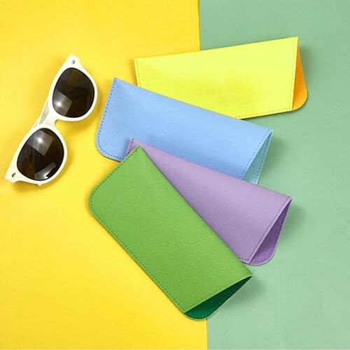1pc Hot Simple Glass Bag PU Leather/Fabric Dust-proof Sunglasses Storage Bag Multifunctional Jewelry Storage Pouch Solid Color