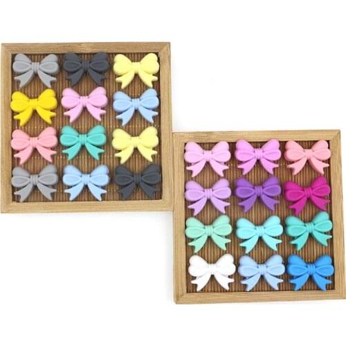 Kovict 10/20pcs Bowknot Silicone Beads DIY Pacifier Chain Bracelet BPA Free Kids Care Molar Necklace Accessories Baby Toys