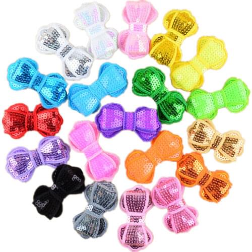 100pcs/lot new arrival shiny bowknot hair accessories 2.16inch diy headband embroidery sequin korean bows free shipping HDJ31