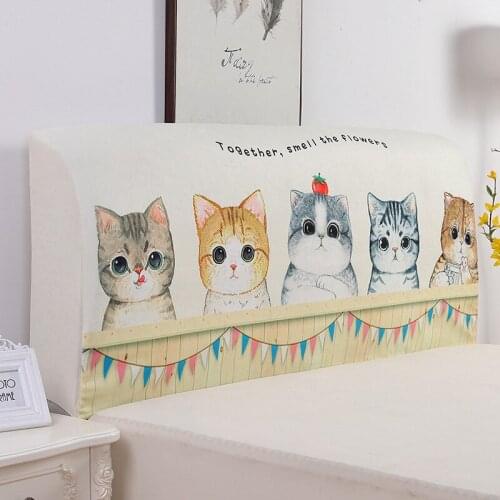 120-220cm Simple Cartoon Bed Head Cover Full Enclosed Elastic Dust-proof Bed Head Cover/ Protective Cover