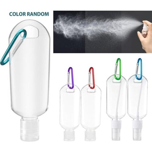 30/50/60ml Travel Bottles Reusable Portable Mini Size Alcohol Spray Bottle Hand Sanitizer Travel Small Size Holder Hook Keychain