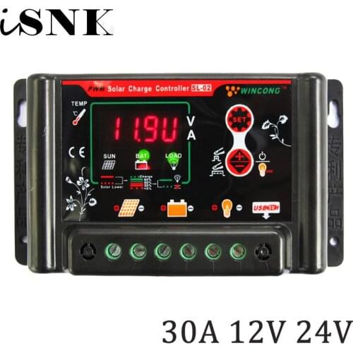 30A 12V 24V Solar Panel Charge Controllers Regulator 3.7V 12.8V 11.1V 14.8V 22.2V 25.6V LI LI-ION NI-MH LiFePO4 Battery