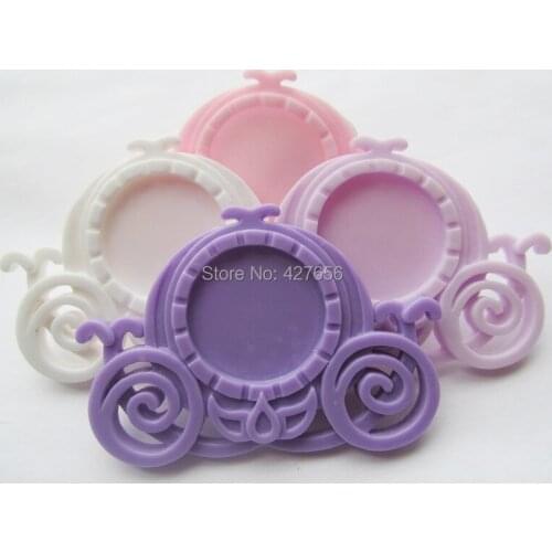 50pcs 7 Colors Flatback Resin Carriage Charm Finding, Base Setting Tray, for 25mm Cabochon/Cameo