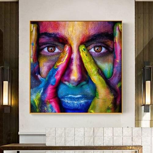 Abstract Woman Face Canvas Painting Portrait Posters and Prints Graffiti Art Cuadros Quadro Wall Art Picture for Living Room