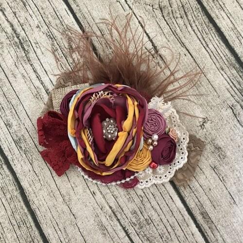Free Shipping Dupioni Silk Flower Girl Headband Kids Hair Accessories Photo Prop