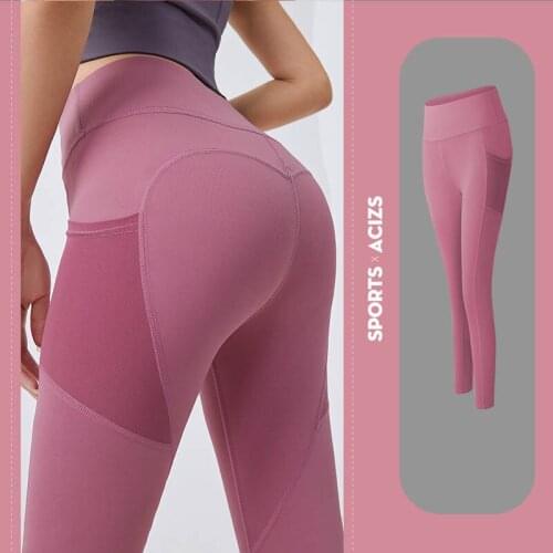 Seamless Leggings Peach Hip-Lifting Fitness Pants Thin Stretch Sports Mesh Side Pockets Running Legging Yoga Pants Sportswear