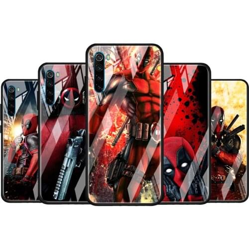 Deadpool Marvel for Xiaomi Redmi K40 K30 K20 Pro Plus 9C 9A 9 8A 7 Luxury Shell Tempered Glass Phone Case Cover