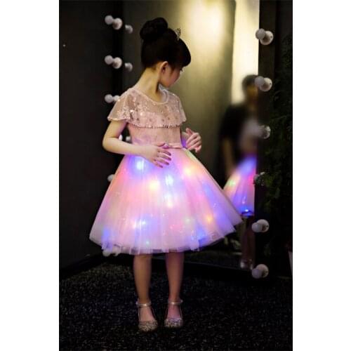 Luxury Flower Girl Dresses for Wedding Beading Kids Formal Dress Birthday Party Dress Ball Gown Lighting Princess Dress B437
