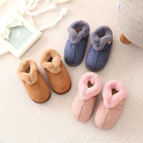 Boys And Girls Indoor Home Slippers Winter New Childrens Cotton Shoes Suede Warm Non-slip Cotton Slippers Childrens Warm Shoes