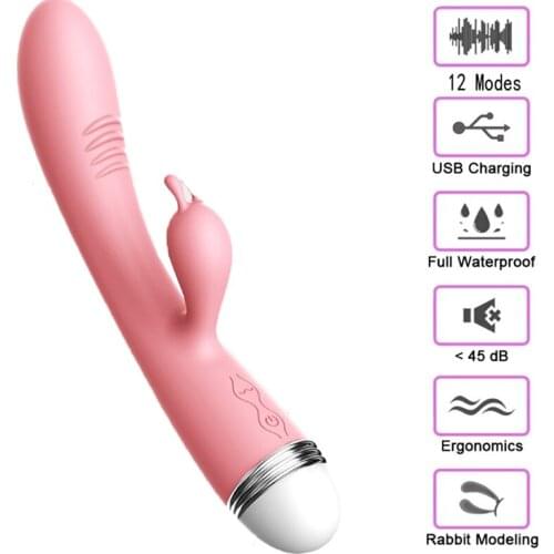 12 Modes Vagina G Spot Double Vibrator Sex Toys for Woman Adults Rabbit Stimulator Clitoral Massager USB Charging Vibrators