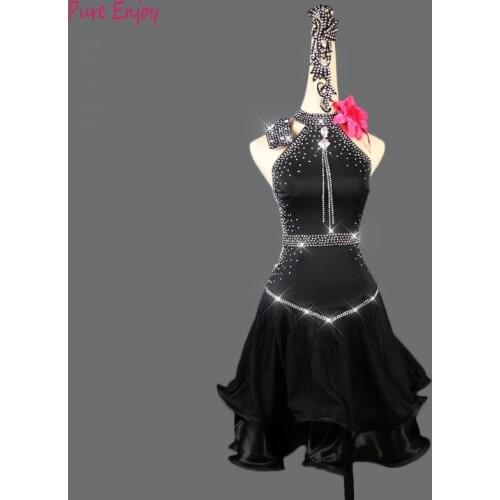 Latin Dance Competition Dresses Adult/Child Latin Dance Costume Women/Girls Sexy Rhinestone + Tassel Samba/Salsa Stage Clothes