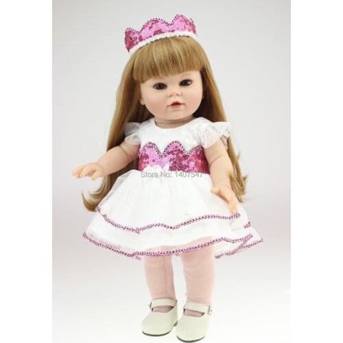 Full Vinyl 18 inch American princess Girl Doll cute dolls Toys Handmade dolls for girls baby real alive boneca
