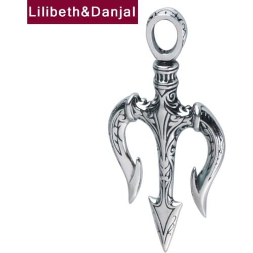 Poseidon Trident Real 925 Sterling Silver Free Leather Chain Necklace Pendant Brand Jewelry Women Men 2021 Colier Femmes P011