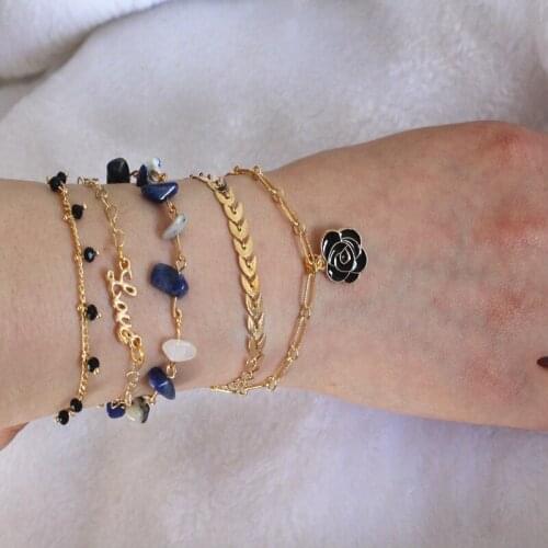 European and American Hot-selling Original Bohemian Style Broken Stone rose Alloy multi-layer bracelet for women Bracelet set