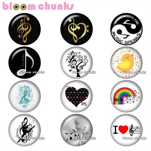 Music Notes symbol music heart rainbow Round photo glass cabochon demo flat back Making findings 12mm/18mm/20mm/25mm B1121