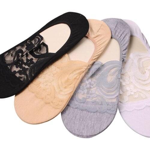 5 Pairs Transparent Short Lace Socks Women Summer Hollow Out Boat Socks Slippers Female Soft Low Invisible Socks Sexy Sox Meias