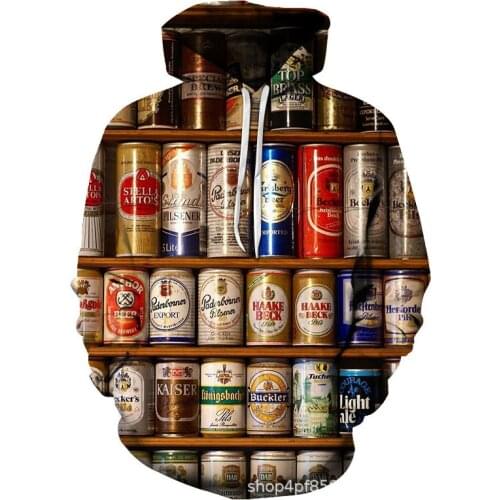 New Unisex 3d Digital Print Pullover Hoodies Sweatshirt Beer Time Print Sweatshirt Casual Hoodies Mens Party Pullover Clothing