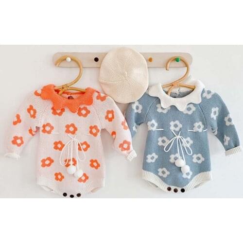 Autumn Baby Girl Bodysuit Elegant Knitted Wool One-Piece Suit Baby Bodysuit Triangle Bodysuit Crawling Clothes Body Baby Clothes