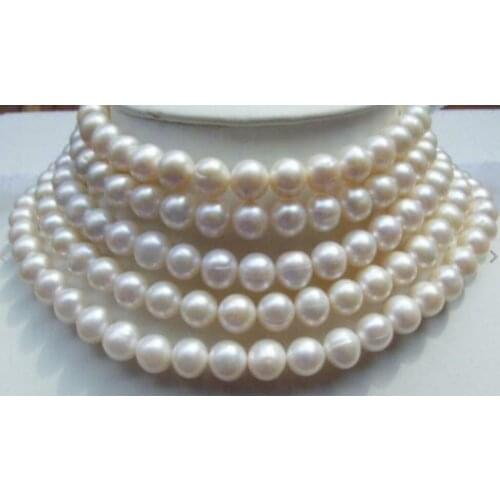 AAA 9-10MM White Freshwater culture Pearl Necklace 68"