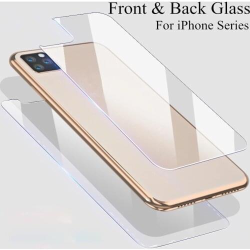 Front+Rear Glass For iPhone 11 12 Pro Max X Xr 6 7 8 Plus SE 2020 Screen Protector Full Body Tempe Glass For iPhone 11pro Xs Max