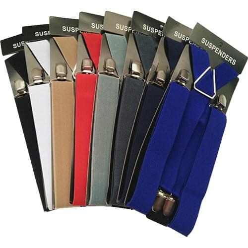 Solid Color Unisex Adult Suspenders Men XXL Large Size 3.5 cm Wide Adjustable Elastic 4 Clips X Back Women Trousers Braces Party