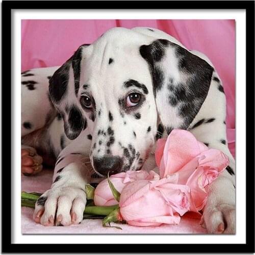 Square full drill diamond embroidery flowers dog needlework cross stitch diy diamond painting animal picture rhinestones