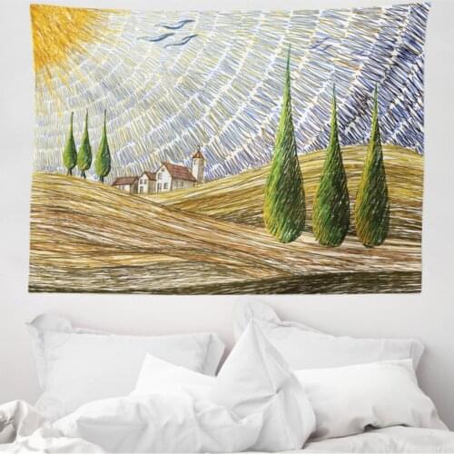 Striped Mikrofiber Large Wall Tapestry Chapel Hill And Sun Fabric Decorative Wall hanging 230cm x 140cm