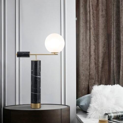 Modern light luxury table lamp living room model room decorative art marble glass American bedroom bedside table lamp
