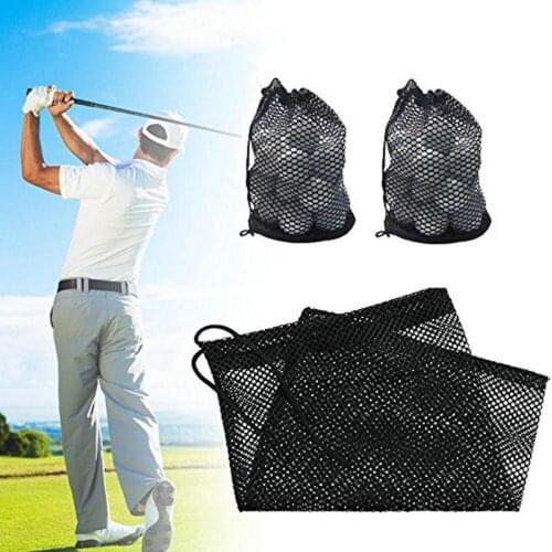 Sports Mesh Net Bag Black Nylon Tennis Ball Golf Ball Carrying Drawstring Pouch Storage Bag Golf Accessories Kids Toy Organizer