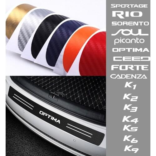 Car Styling Carbon Fiber Trunk Rear Bumper Scuff Guard Plate Protector Sticker For KIA Sportage Rio K2 Sorento Soul Picanto K5
