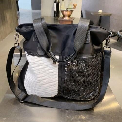 Spring/summer 2021 new shoulder bag Korean net cloth bag contrast color leisure bag detachable shoulder strap messenger bag tide